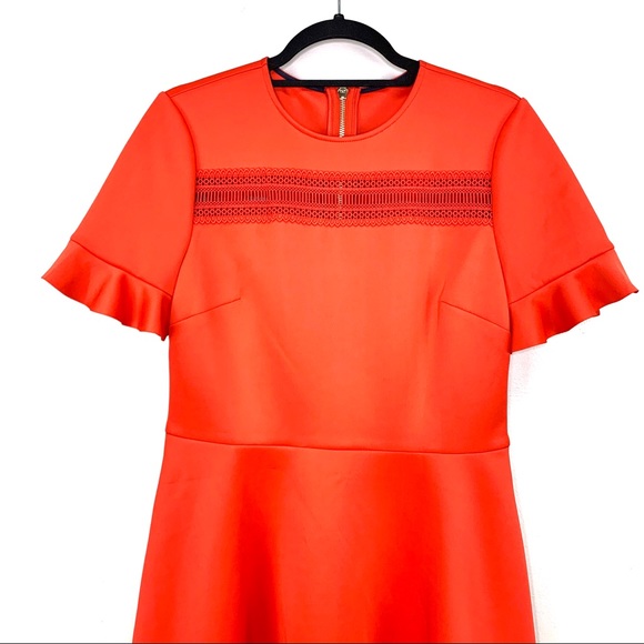 Ted Baker Calizee Lace Insert Skater Dress Size 10 - Picture 3 of 15